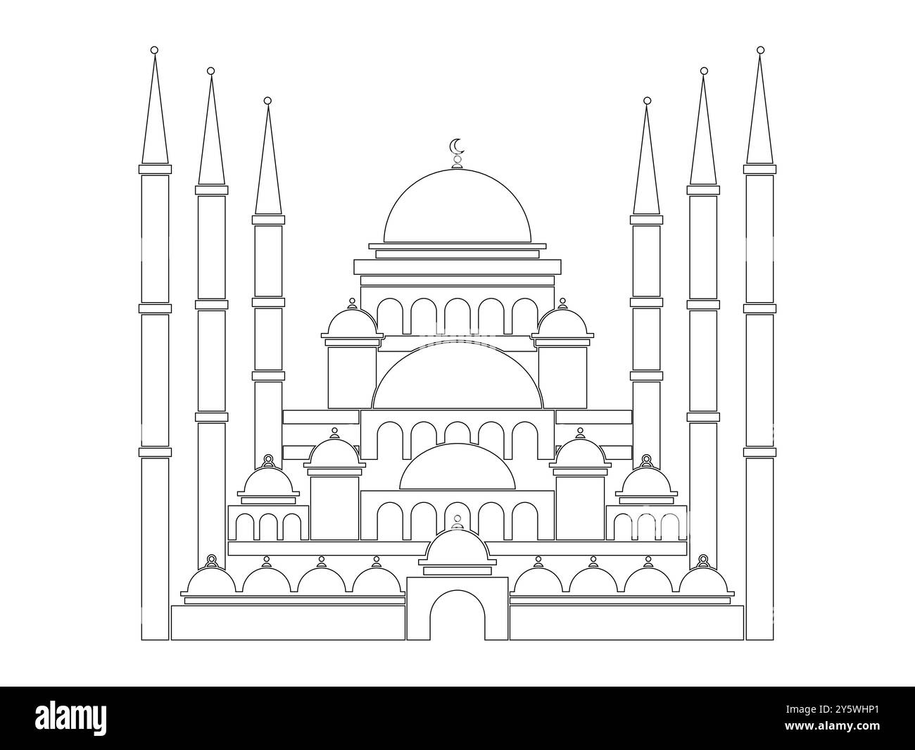La Moschea Blu Turchia Istanbul Sultan Ahmet masjid architettura culturale islamica edificio sacro che prega design delinea lo stile Illustrazione Vettoriale