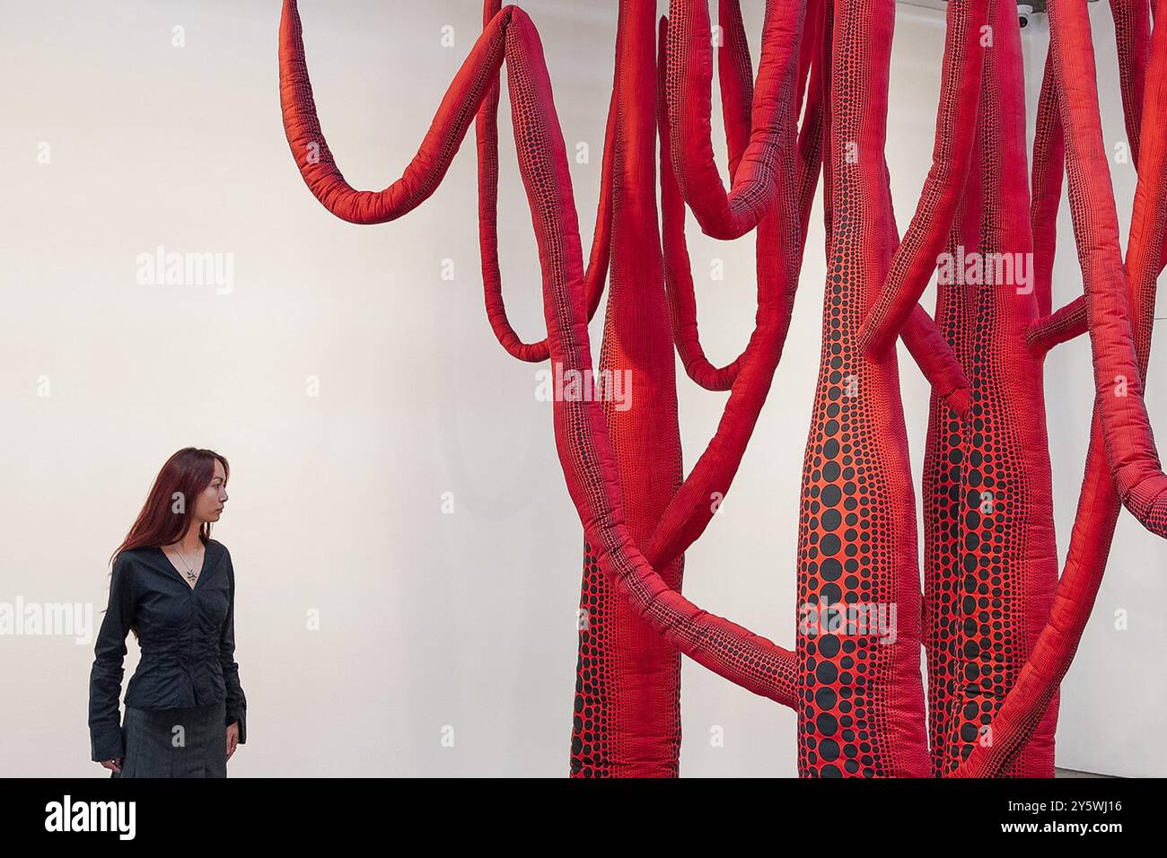 Londra, Regno Unito. 23 settembre 2024. Yayoi Kusamas quattordicesima mostra personale con la galleria Victoria Miro. Crediti: Guy Corbishley/Alamy Live News Foto Stock