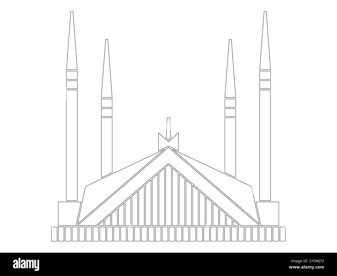Shah Faisal masjid Pakistan Islamabad capitale moschea architettura islamica che prega sacro edificio design delinea lo stile Illustrazione Vettoriale
