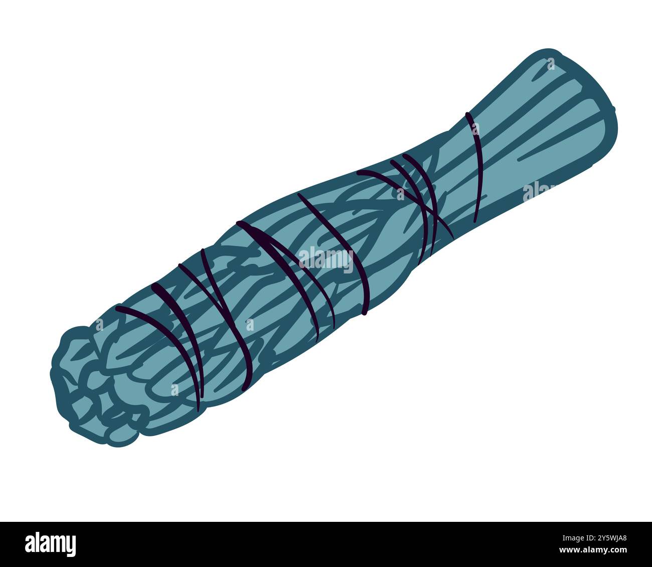 Incenso a base di erbe per bruciare. Un mucchio di salvia bianca per sbavare e liberare l'energia dello spazio. Pratica sciamanica spirituale degli antenati. Illu vettoriale Illustrazione Vettoriale