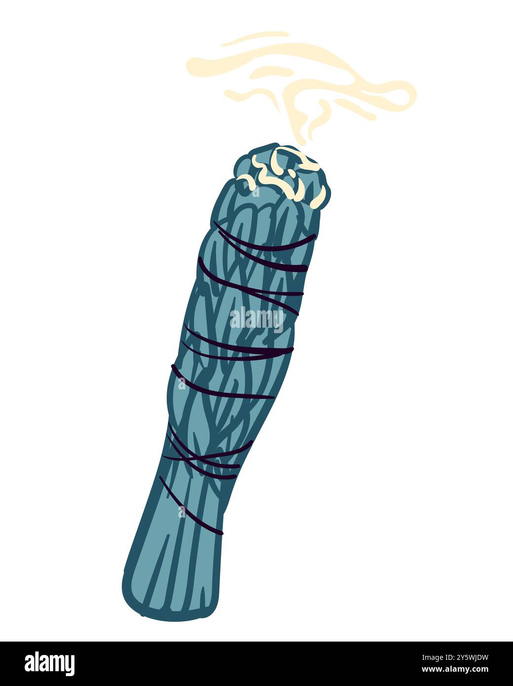 Bruciatura rituale di erbe di incenso. Mazzo di salvia bianca per fumigazione e purificazione dell'energia spaziale. Pratica sciamanica spirituale degli antenati. VECTO Illustrazione Vettoriale