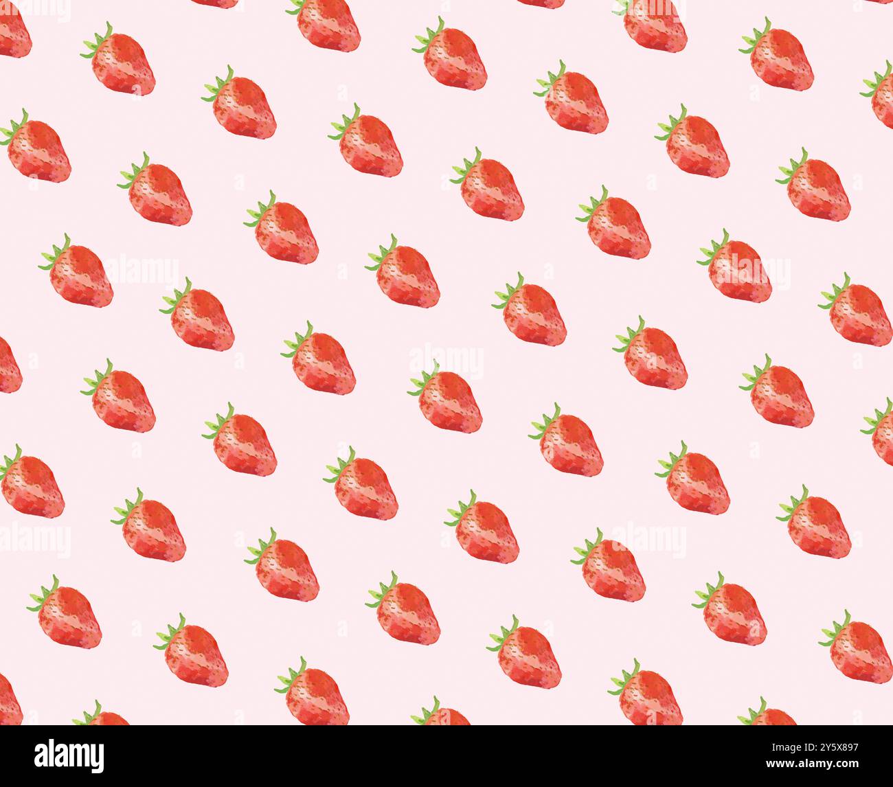 Motivo senza cuciture di fragole dipinte a mano su sfondo rosa. Foto Stock