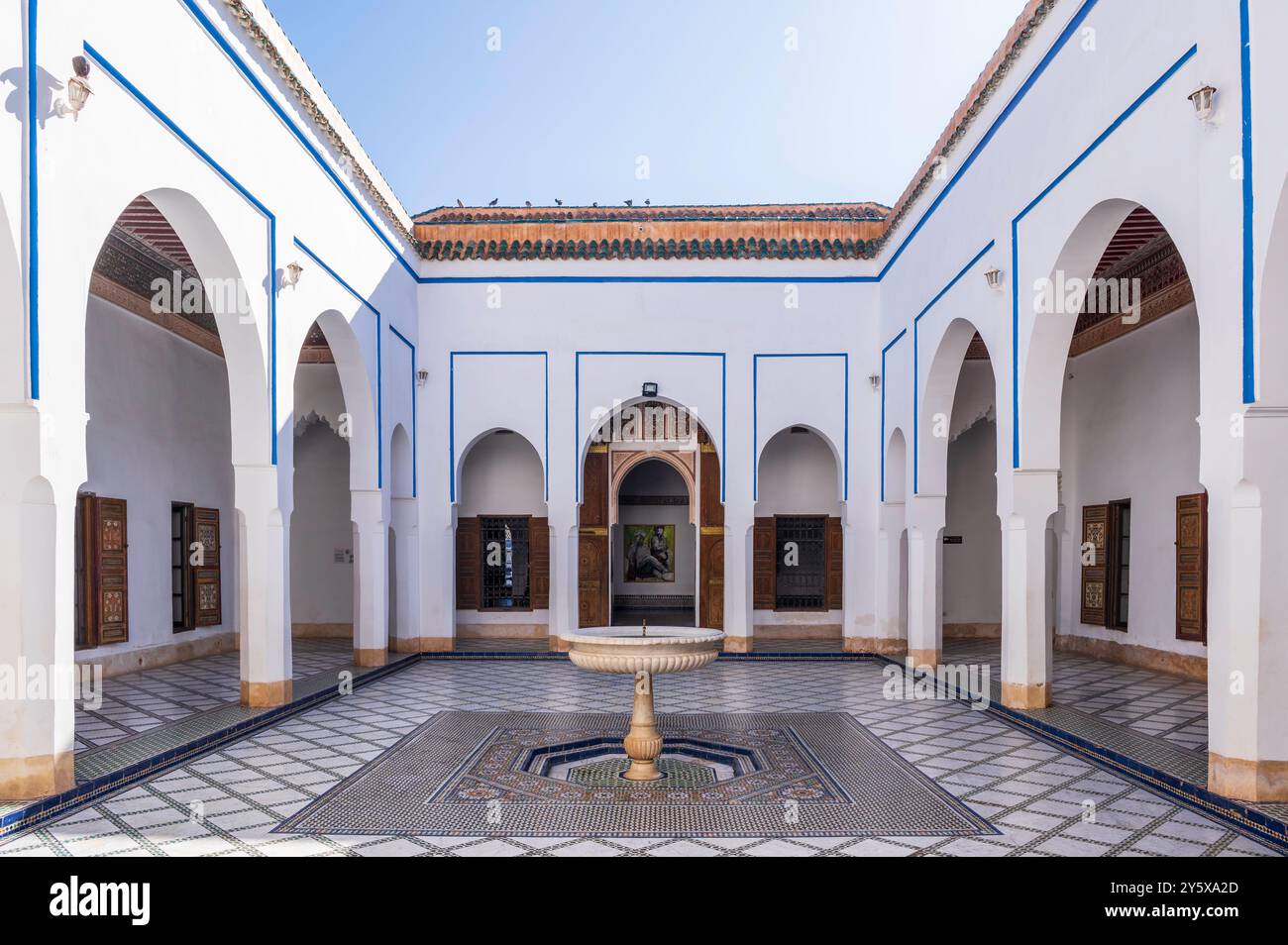 Marrakech - Palazzo Bahia. Si tratta di un palazzo ornato, con una serie di lussureggianti giardini all'interno, situato a Marrakech, in Marocco. Foto Stock