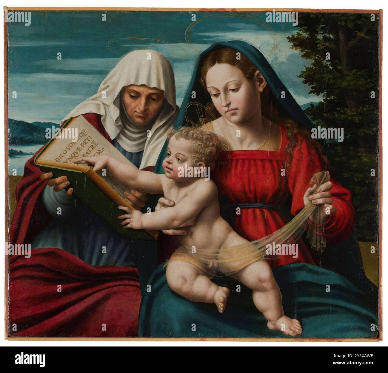 Juan de Juanes (Vicente Juan Masip) / "la Vergine con il Cristo bambino e Sant'Anna". Circa 1540. Olio sul pannello. Museo: Museo del Prado, Madrid, España. Foto Stock