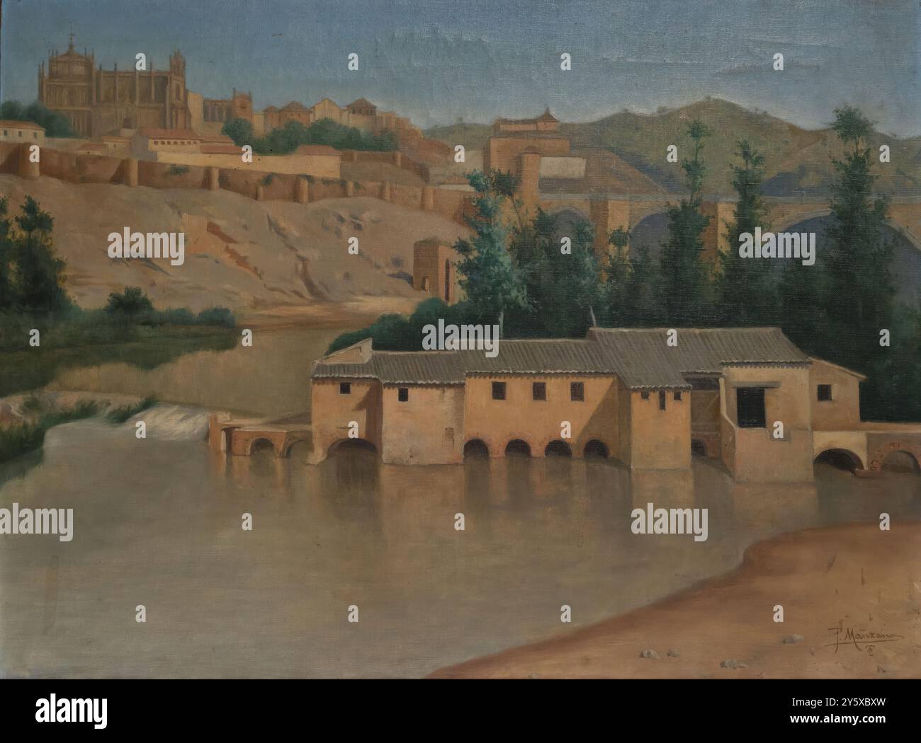 Pablo Manzano y Arellano / "Vista di Toledo". Circa 1925. Olio su tela. Museo: Museo del Prado, Madrid, España. Foto Stock