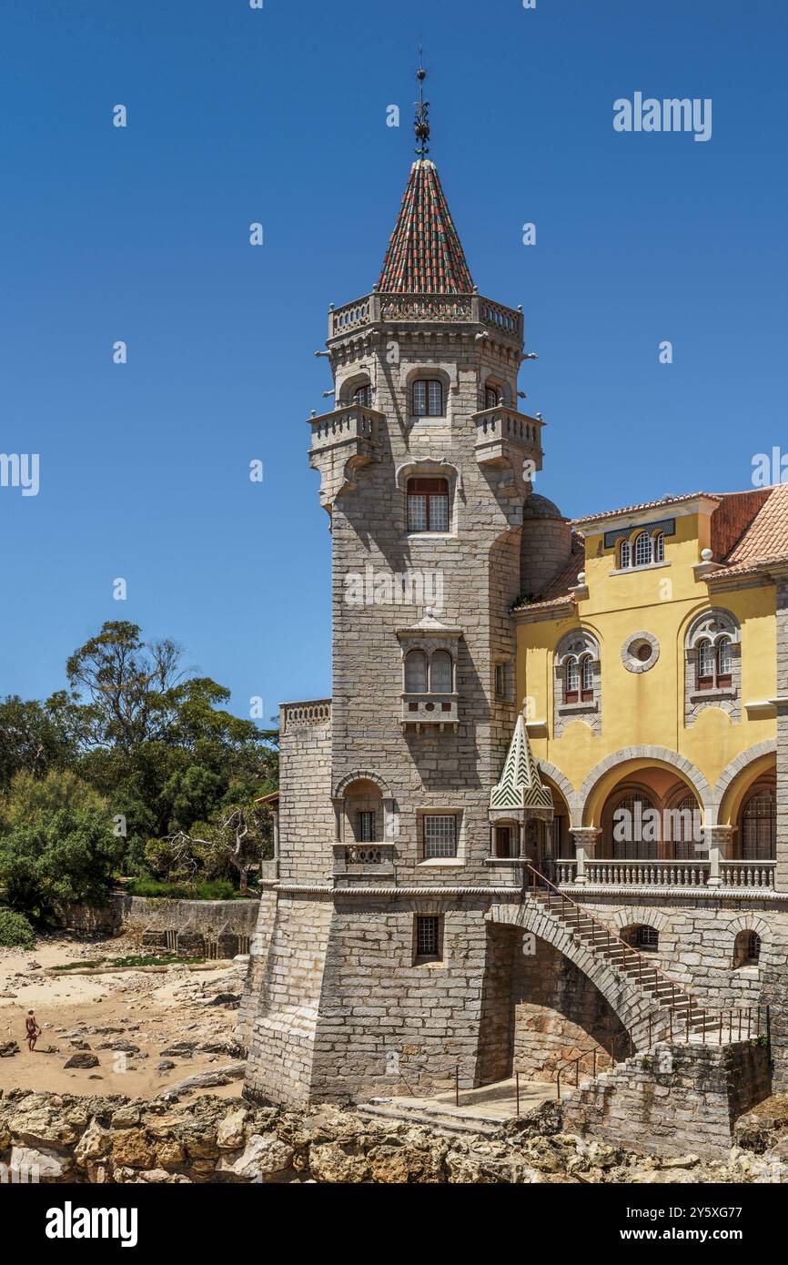 Museu Condes de Castro Guimarães palazzo in stile storico costruito a Cascaes, nella Cascais portoghese, città portoghese nel quartiere di Lisbona, Portogallo Foto Stock