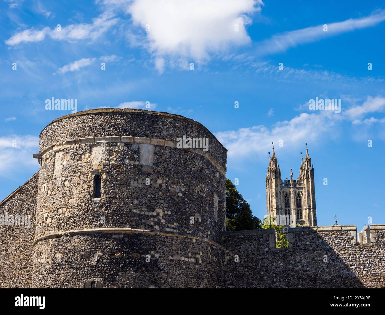 Canterbury City Walls, Canterbury Cathedral, Canterbury, Kent, Inghilterra, REGNO UNITO, REGNO UNITO. Foto Stock