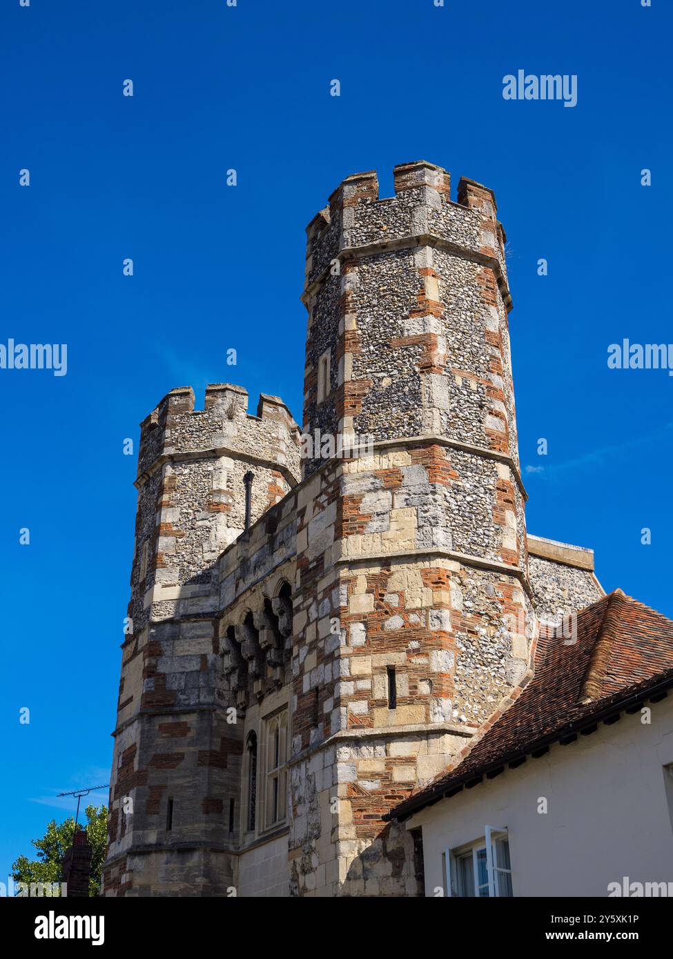 Fyndon Gate, Gatehouse, St Augustins Abbey Gate House, Kings School, Canterbury, Kent, Regno Unito, GB. Foto Stock