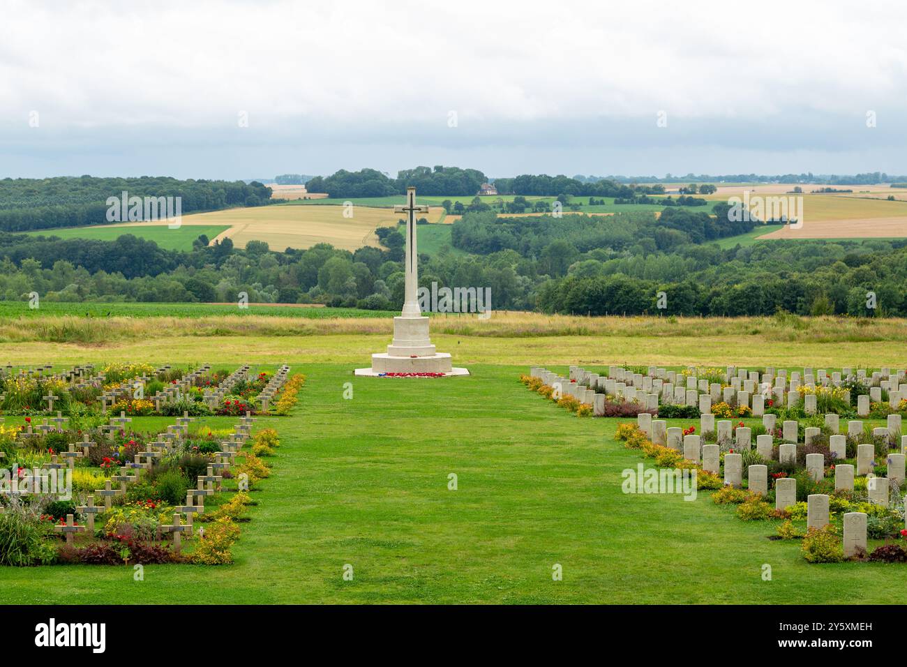 Lapidi della prima guerra mondiale al Thiepval Memorial alla scomparsa della Batlle della somme Foto Stock