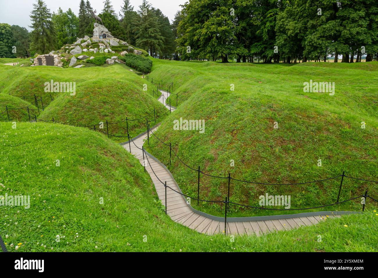 Trincee canadesi a Vimy Ridge, Canadian Memorial Park, Vimy Ridge, Pas de Calais, Francia Foto Stock