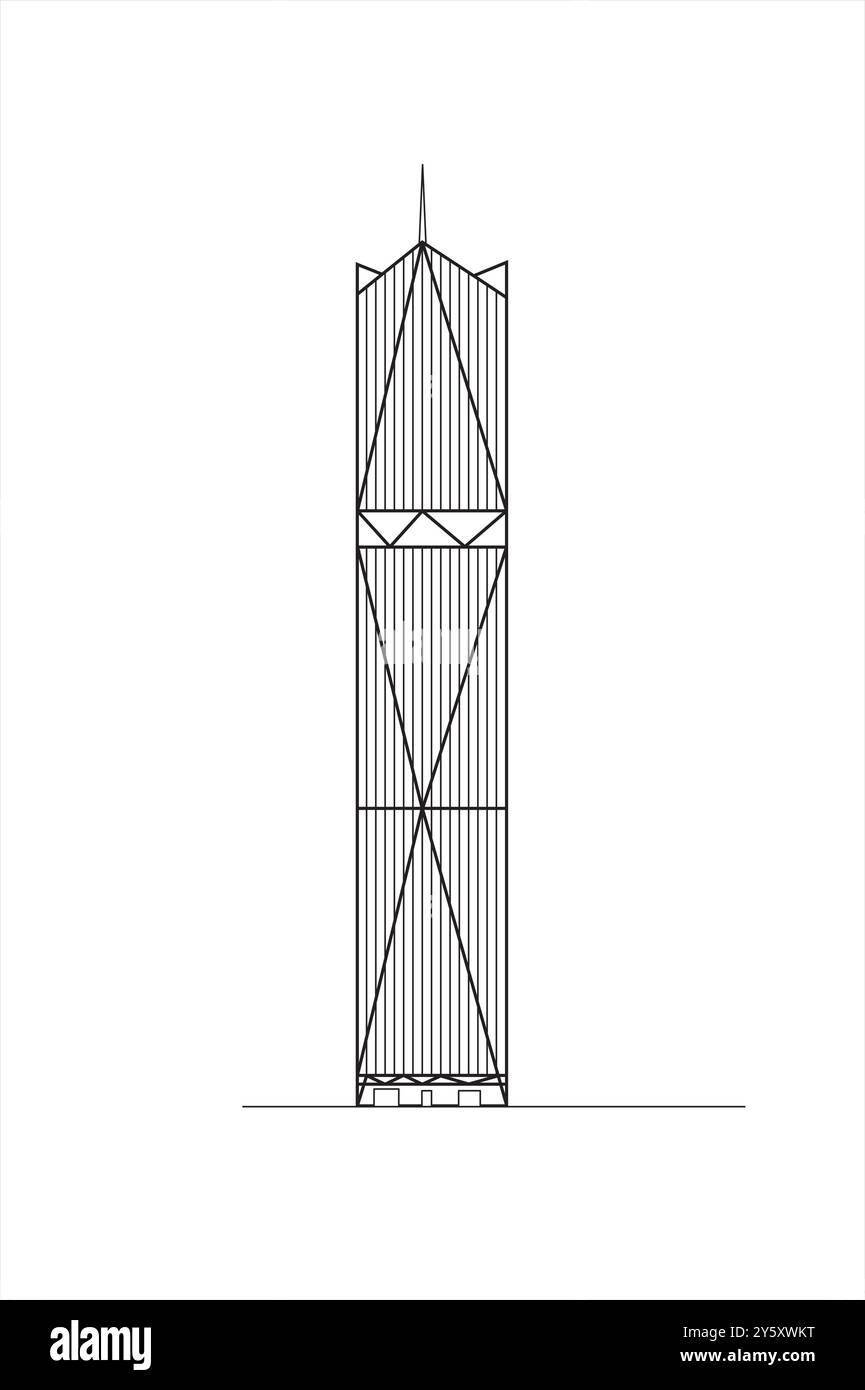 Illustrazione della linea dell'edificio Fremont Street del 181 a San Francisco, California, Stati Uniti. Illustrazione Vettoriale
