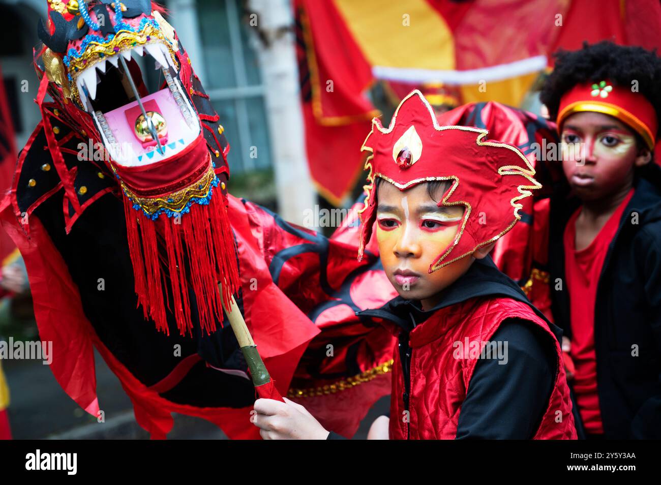 22 settembre 2024 Carnevale di Hackney. Generazione Jun Mo; organizzazione artistica dell'Estremo Oriente asiatico Foto Stock