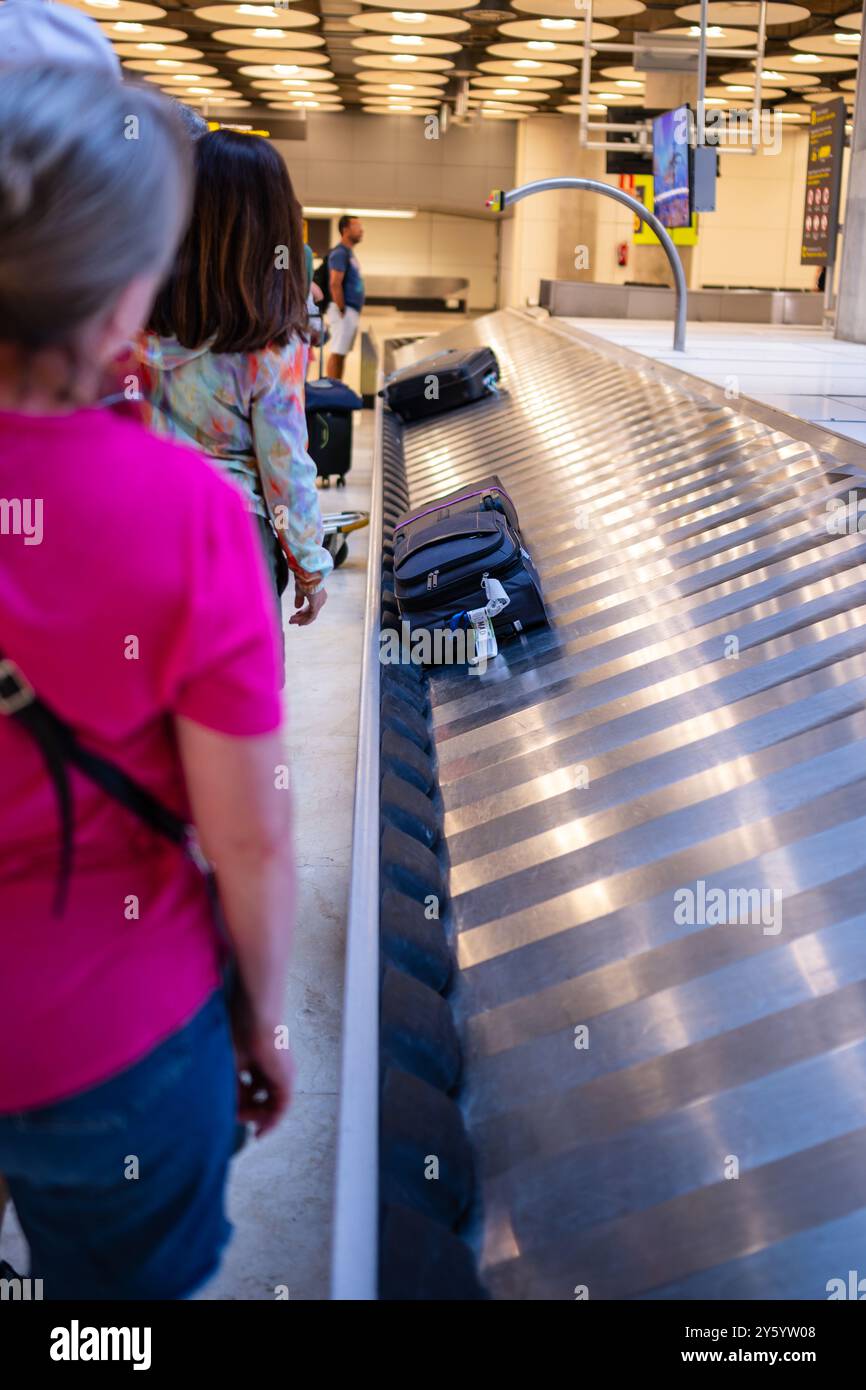 Cintura per bagagli all'aeroporto di Madrid Foto Stock