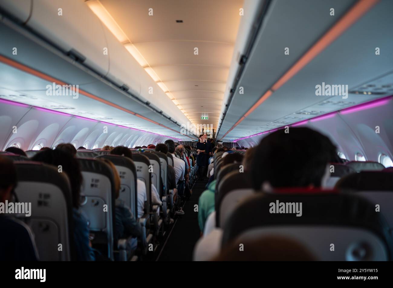 Interno dell'aereo Iberia Foto Stock