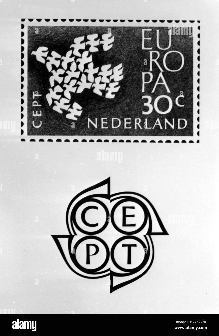 I FRANCOBOLLI COMMEMORANO LA CONFERENZA EUROPEA SULLE TELECOMUNICAZIONI POSTALI 6 APRILE 1961 Foto Stock