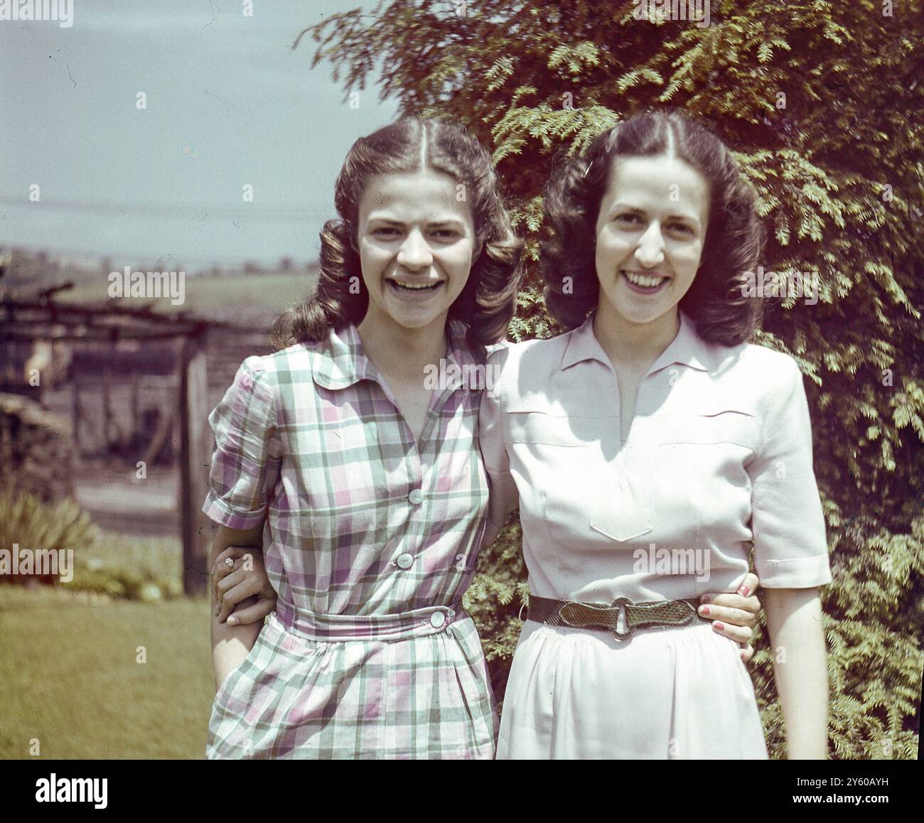 Foto in bianco e nero delle sorelle, anni '1940, Pennsylvania, Stati Uniti. Foto Stock