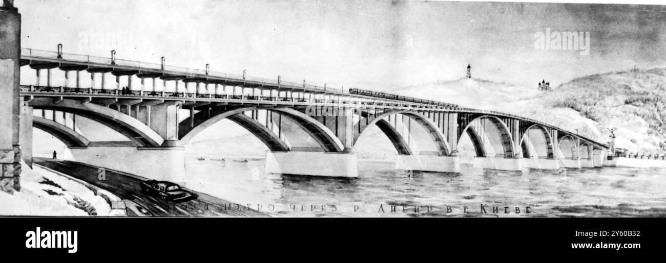 PONTI DNIEPRE RIVER BRIDGE 20 GENNAIO 1961 Foto Stock