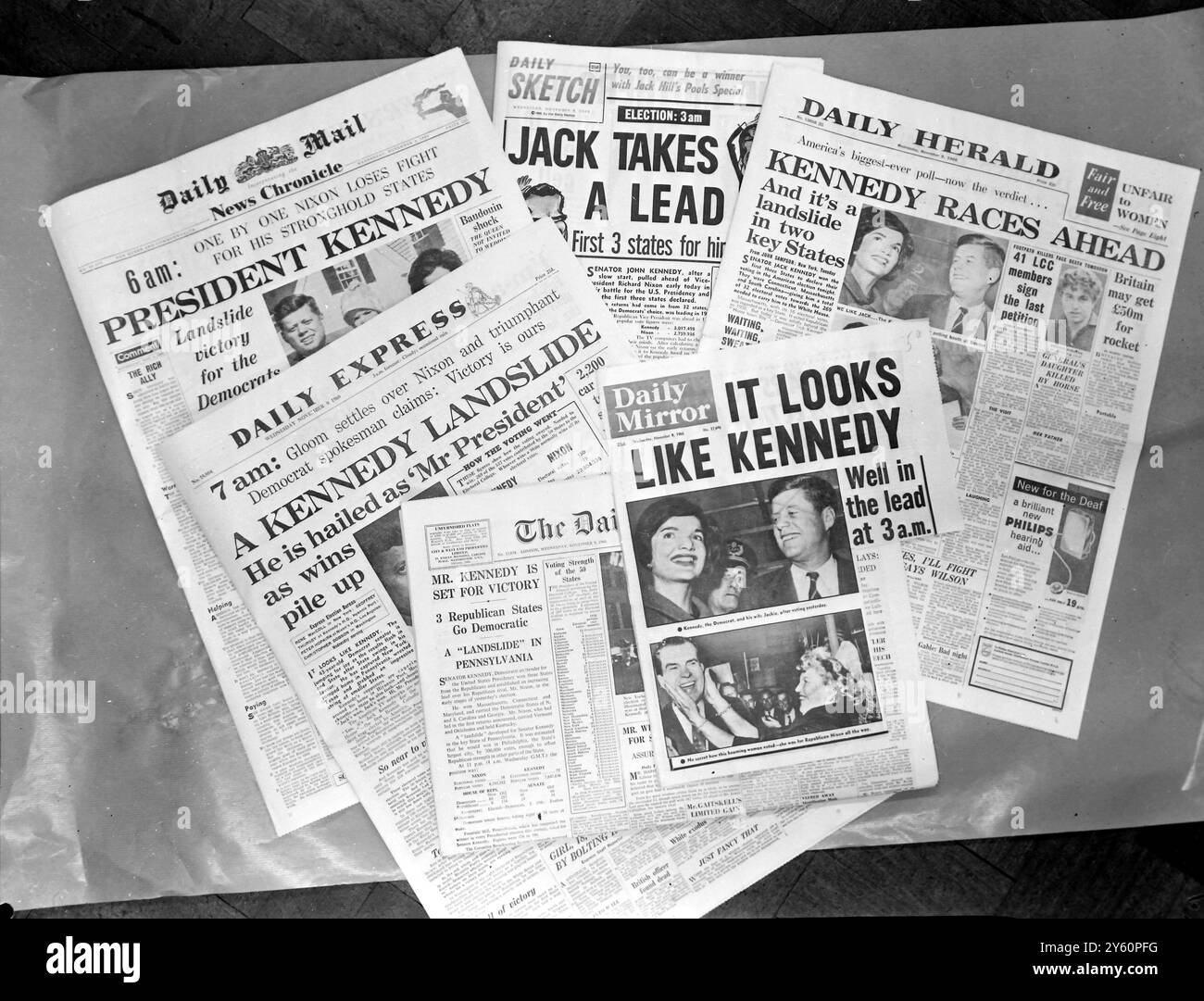 ELEZIONI GIORNALI BRITANNICI 9 NOVEMBRE 1960 Foto Stock