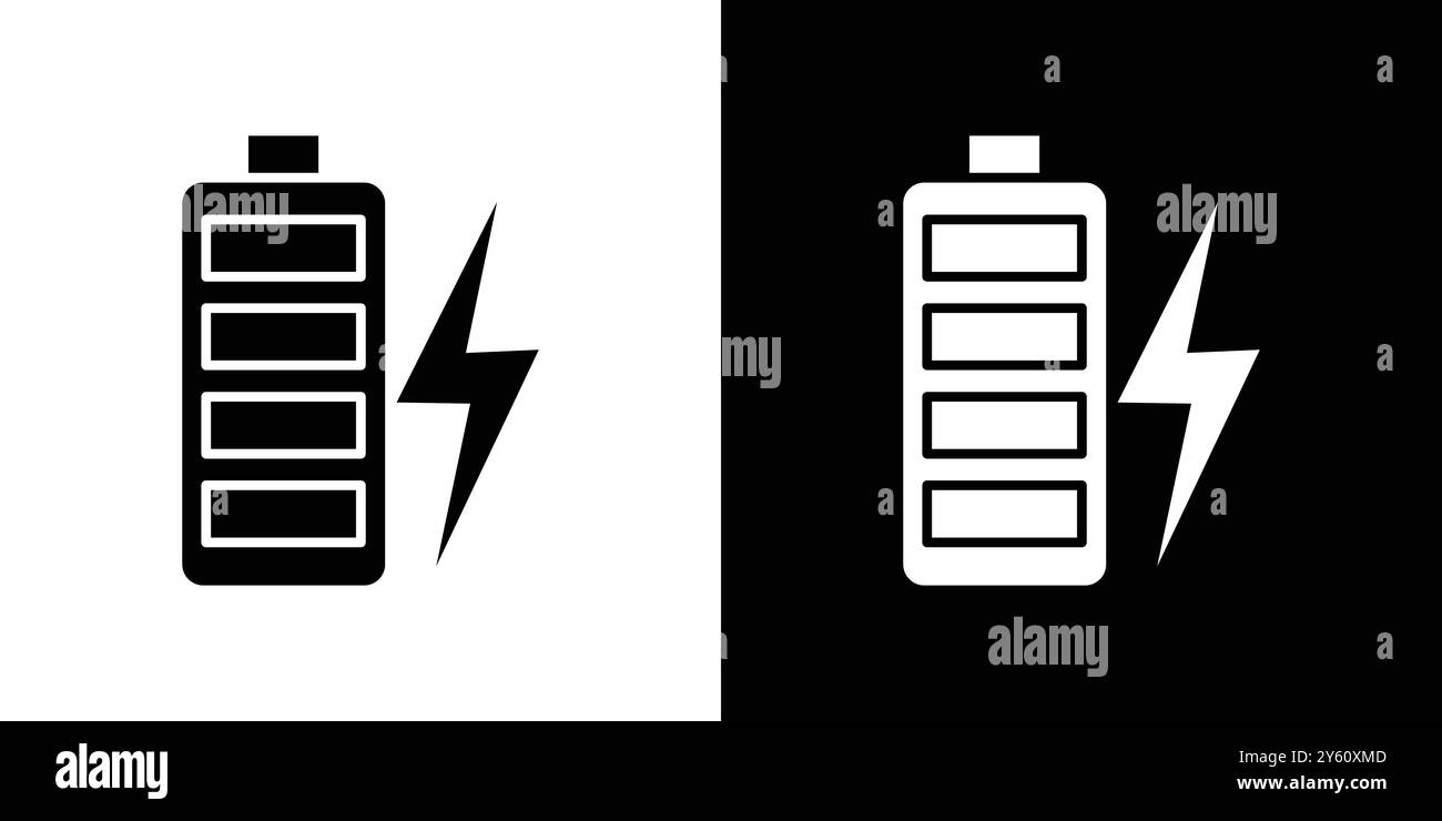 Icona della batteria in carica, logo vettoriale, set di pacchetti o pacchetto Illustrazione Vettoriale