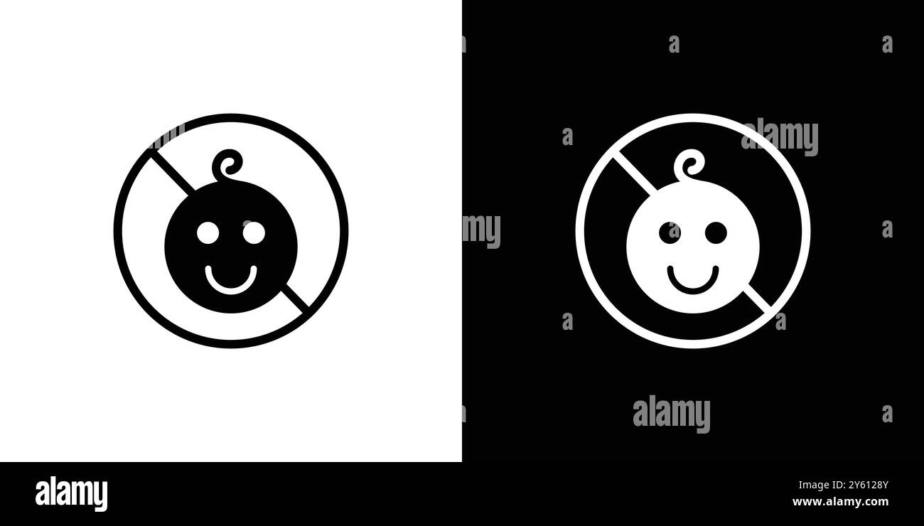 Non sono ammessi bambini, insieme di logo vettoriale o gruppo di pacchetti Illustrazione Vettoriale