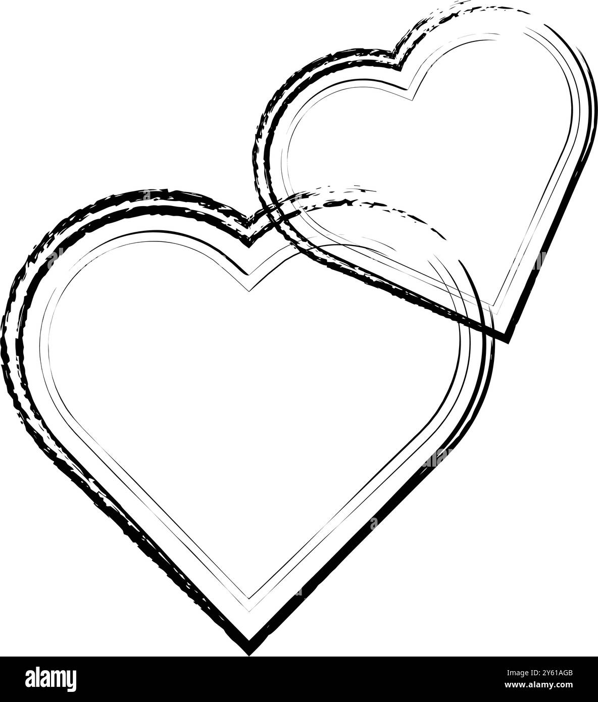 Simbolo del cuore, texture grunge disegnata a mano icona d'amore per una romantica e trendy grafica a doodle per elemento decorativo in un pittogramma con glifi Illustrazione Vettoriale