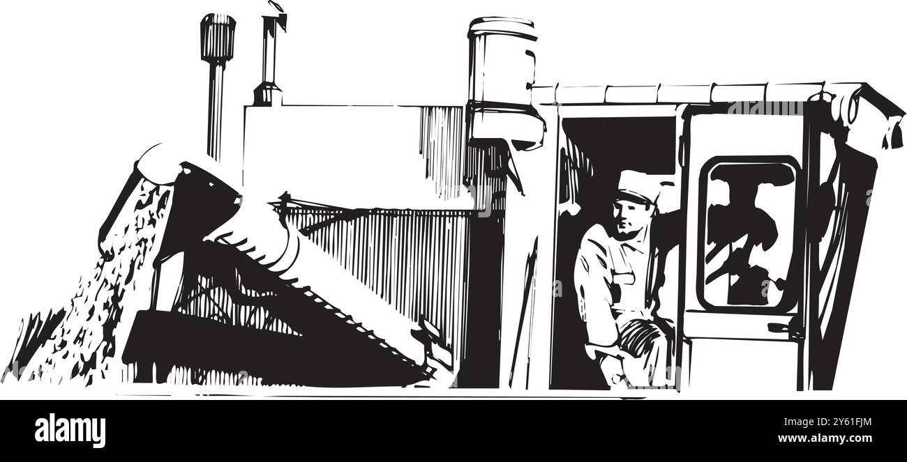 Illustrazione vettoriale isolato del trattore della mietitrebbia isometrica del veicolo agricolo Illustrazione Vettoriale