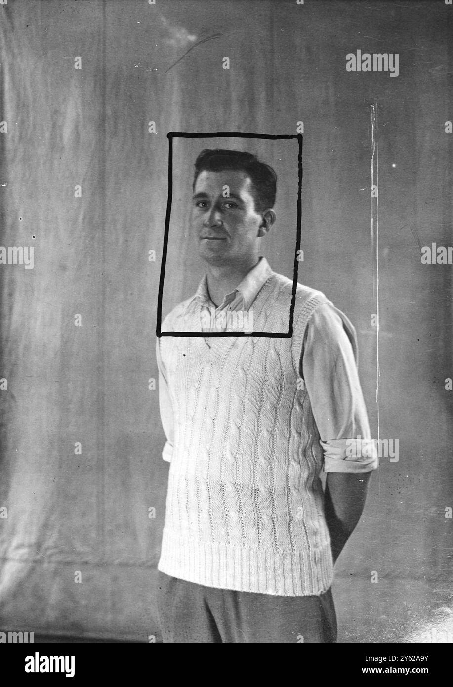 J.C. Laker, nato nello Yorkshire, del Surrey e dell'Inghilterra, salperà con il team di test M.C.C.il 23 dicembre, quando partiranno per il tour delle Indie occidentali. Laker nella sua prima stagione per il Surrey quest'anno, prese 79 wicket per una media di 17,97. 6 dicembre 1947 Foto Stock