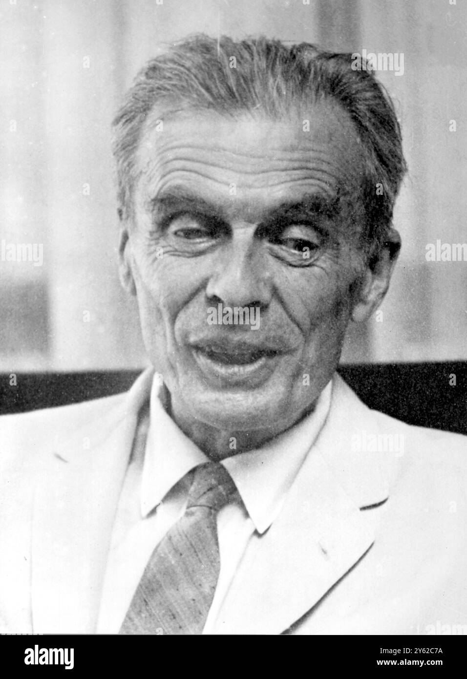 Il famoso autore e filosfera Aldous Huxley, a Copenaghen. 15 agosto 1961 Foto Stock
