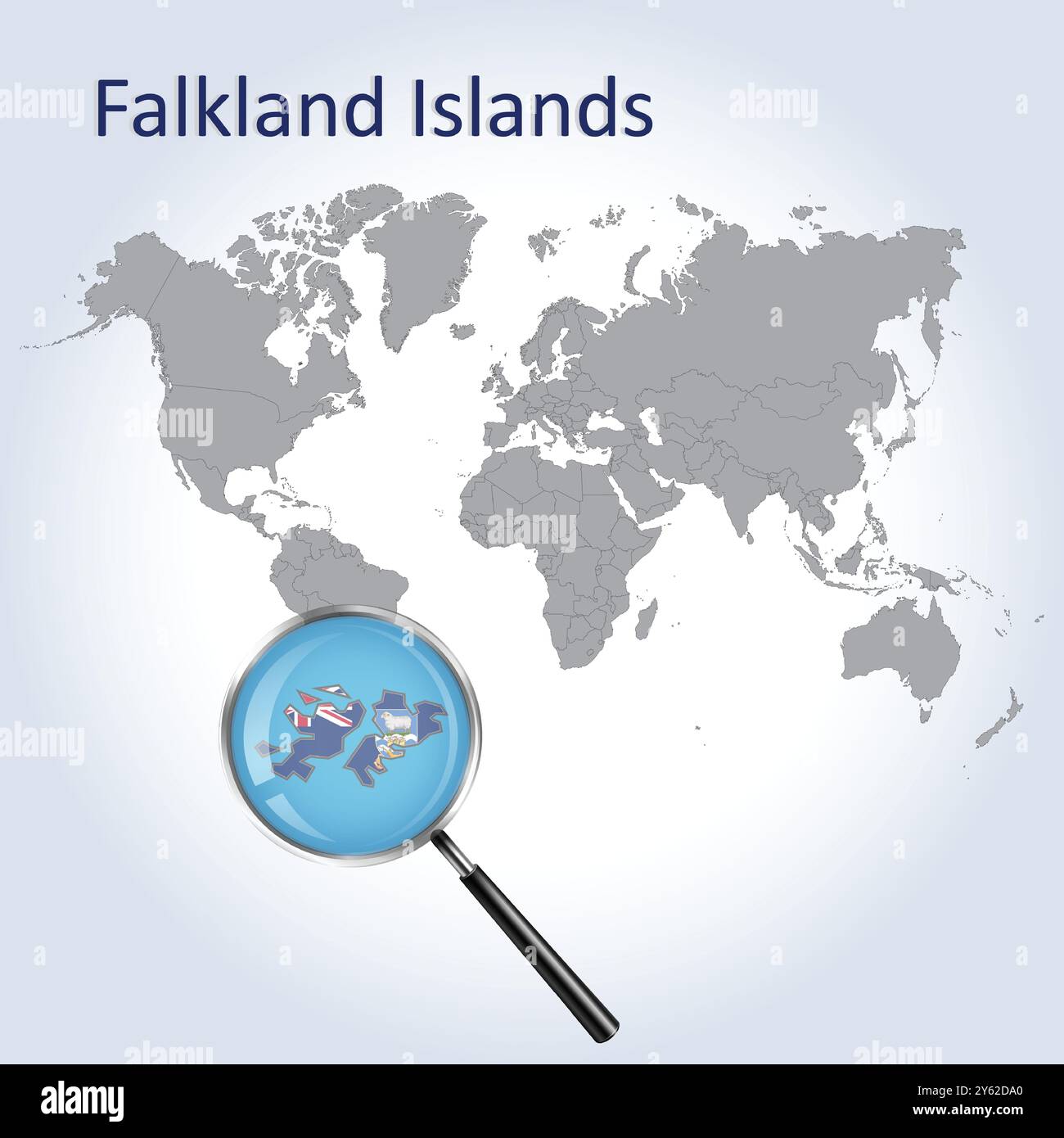 Mappa ingrandita e bandiera delle Isole Falkland, mappe di allargamento delle Isole Falkland Illustrazione Vettoriale