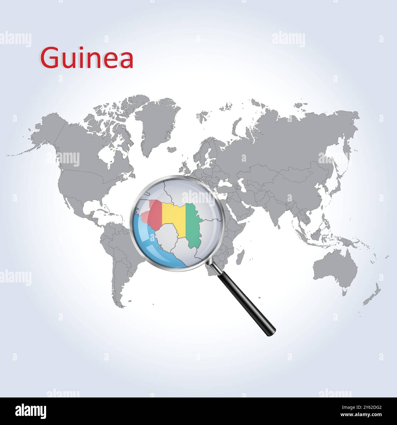 Mappa ingrandita e bandiera della Guinea, mappe di ingrandimento della Guinea, arte vettoriale Illustrazione Vettoriale