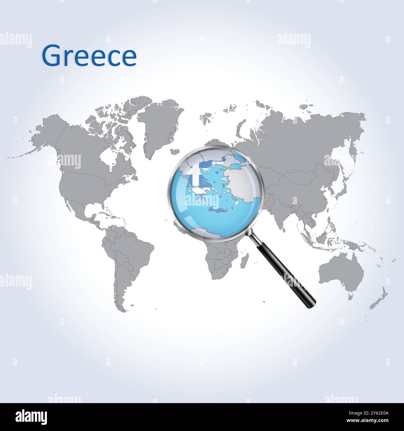 Mappa e bandiera ingrandita della Grecia, mappe di allargamento della Grecia, arte vettoriale Illustrazione Vettoriale