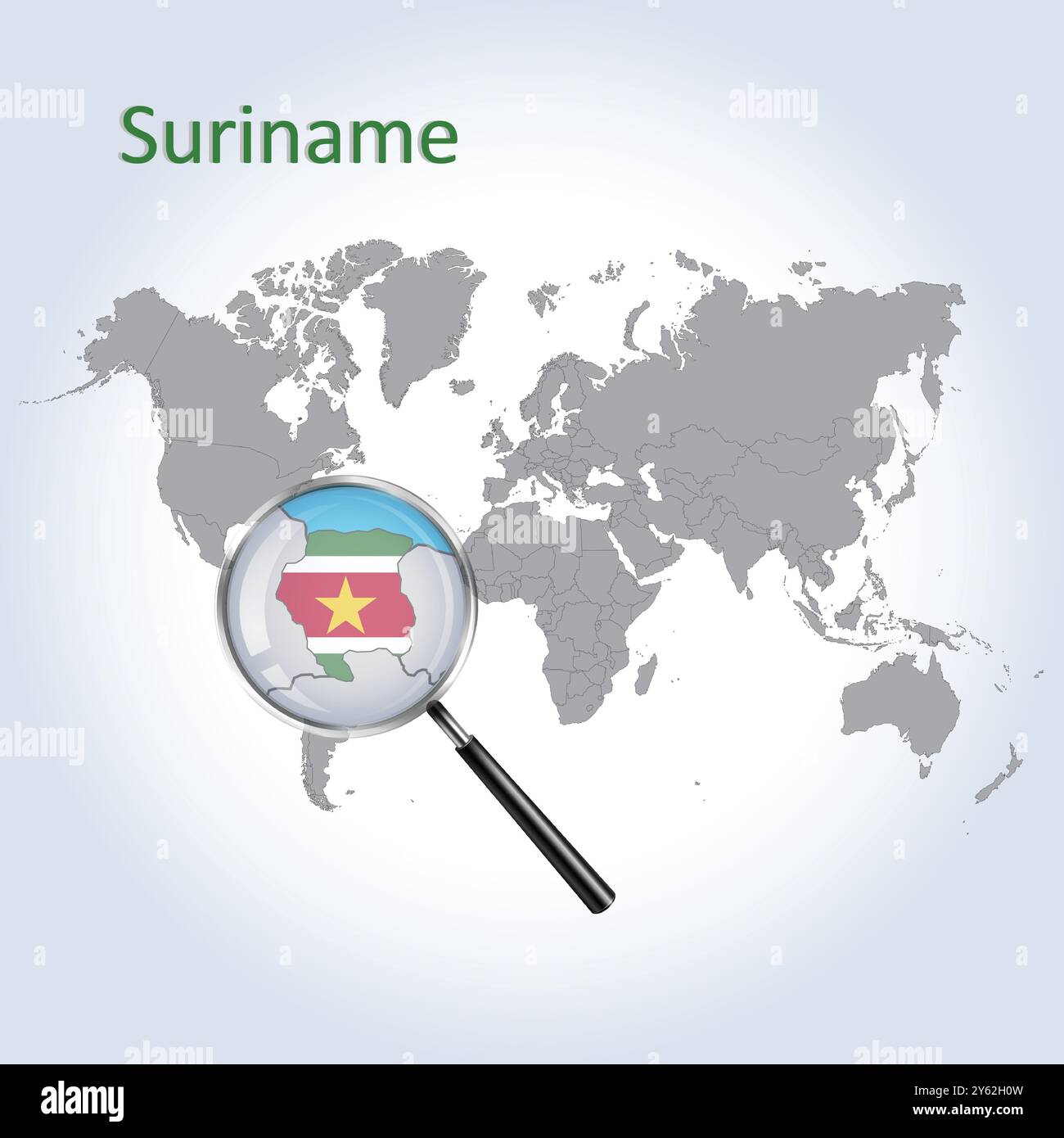 Suriname ingrandito Mappa e bandiera, Suriname Ingrandisci mappe, grafica vettoriale Illustrazione Vettoriale