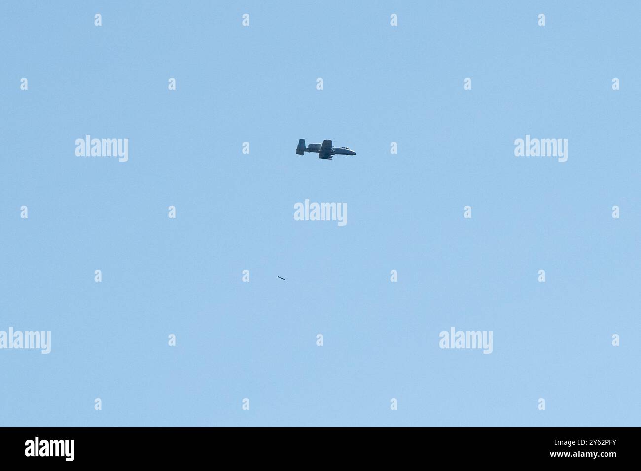 Un pilota dell'Air Force guida un velivolo A-10C Thunderbolt II dal 303rd Fighter Squadron della Whiteman Air Force base, Mo., sopra lo spazio aereo di North Post a Fort McCoy, Wisp., il 6 settembre 2024, come parte delle operazioni di addestramento in fase di installazione. Secondo la scheda informativa dell'Air Force per l'A-10C, il Thunderbolt II è il primo aereo dell'Air Force appositamente progettato per il supporto aereo ravvicinato delle forze di terra. Si tratta di aerei a reazione bimotore semplici, efficaci e resistenti che possono essere utilizzati contro aerei leggeri da attacco marittimo e tutti gli obiettivi a terra, compresi carri armati e altri veicoli corazzati. Il Foto Stock