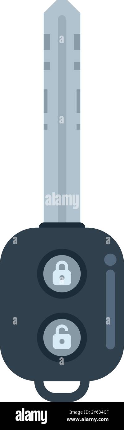 La moderna chiave per auto con sistema di bloccaggio con telecomando è isolata su sfondo bianco Illustrazione Vettoriale