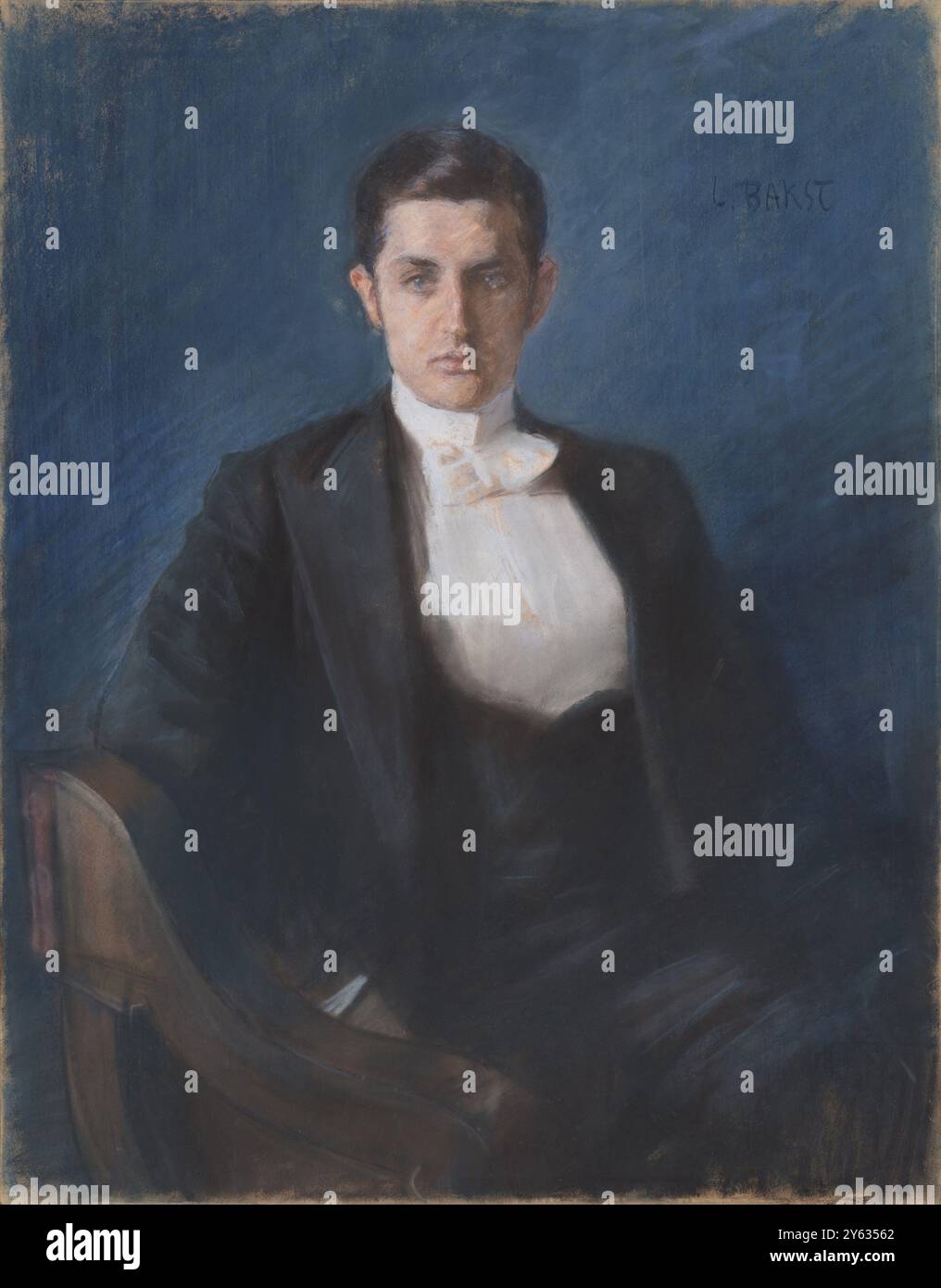 Ritratto di Dmitry Vladimirovich Filosofov (1872-1940). Museo: Museo d'arte statale della Repubblica del Daghestan, Makhatchkala. Autore: Leon Bakst. Foto Stock