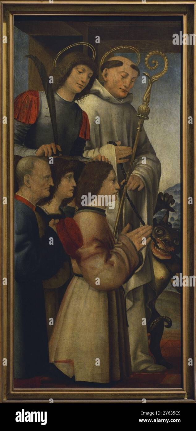 Pseudo Boltraffio. Nome dato ad un ignoto pittore della scuola lombarda, attivo a Milano tra il 1500 e il 1530. Santi Gervase e Bernardo con devoti, 1510-1515. Olio su pannello di legno. Pinacoteca Castello Sforzesco, Milano, Italia. Autore: Pseudo-Boltraffio (fl. 1500-1530). Artista italiano. Foto Stock