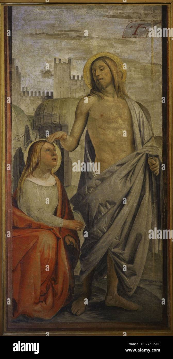 Bartolomeo Suardi (ca. 1456-1530), detto Bramantino. Artista italiano, attivo principalmente a Milano tra il 1480 e il 1530. Noli me tangere, ca. 1490-1495. Affresco separato. Pinacoteca Castello Sforzesco, Milano, Italia. Autore: Si chiama Bramantino. Artista italiano. Bartolomeo Suardi (ca. 1456-1530). Foto Stock