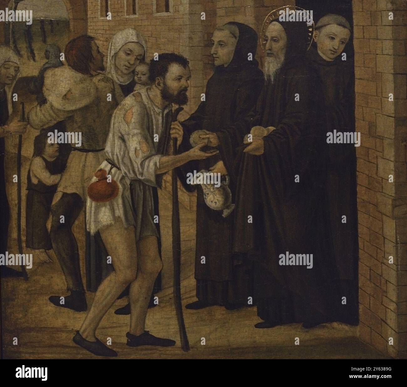 Ambrogio da Fossano, detto Bergognone (1453-1523). Pittore rinascimentale italiano. Elemosina di San Benedetto, 1490. Olio e tempera su pannello di legno. Pinacoteca Castello Sforzesco, Milano, Italia. Foto Stock