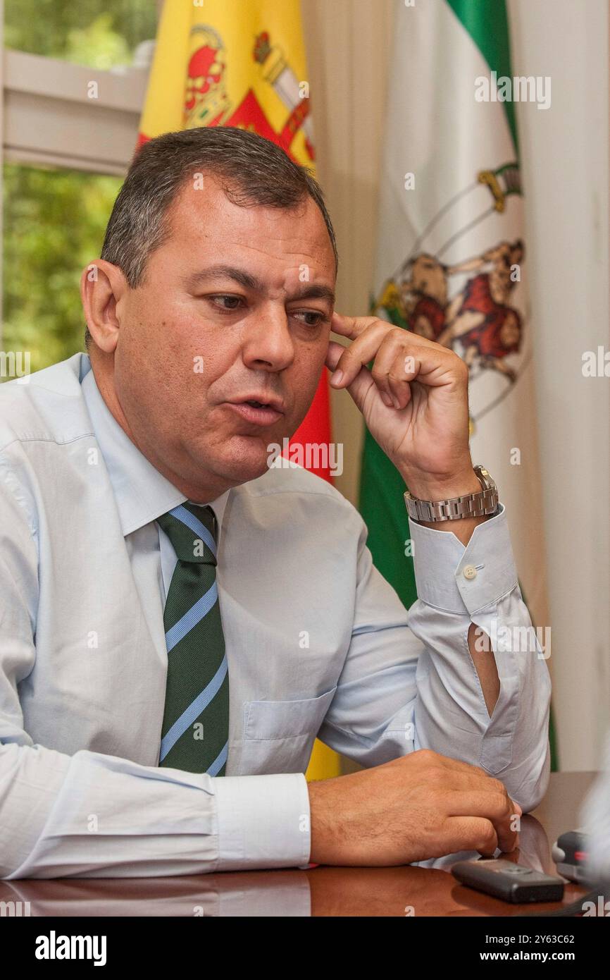 Siviglia, 20/09/2012. Intervista a José Luis Sanz presso la sede del PPA. Foto: Kako Rangel. Archsev. Crediti: Album / Archivo ABC / Juan Carlos Rangel Foto Stock