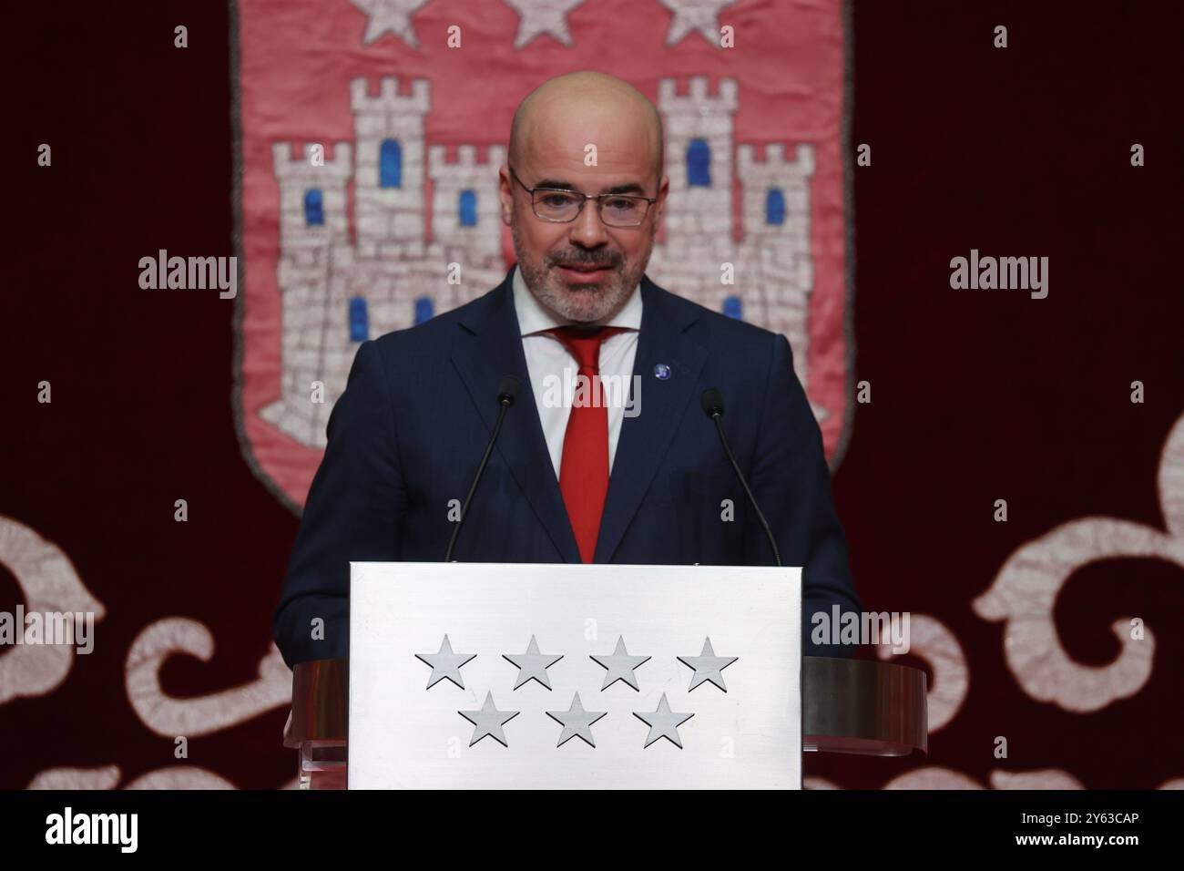 Madrid, 12/04/2023. il presidente della Comunità di Madrid, Isabel Díaz Ayuso, presiede gli eventi commemorativi del 45° anniversario della Costituzione spagnola presso la Real Casa de Correos, sede del presidente del governo regionale. Foto: Jaime García. ARCHDC. Crediti: Album / Archivo ABC / Jaime García Foto Stock