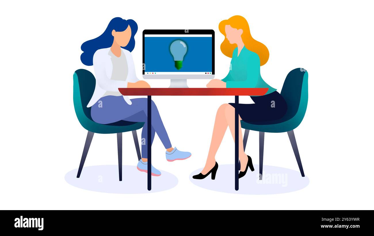 Donna che lavora da casa. Configurazione dell'ufficio domestico, riunioni virtuali, giovane donna con laptop a casa, studio, comunicazione e ordinazione di prodotti online, lavoro Foto Stock