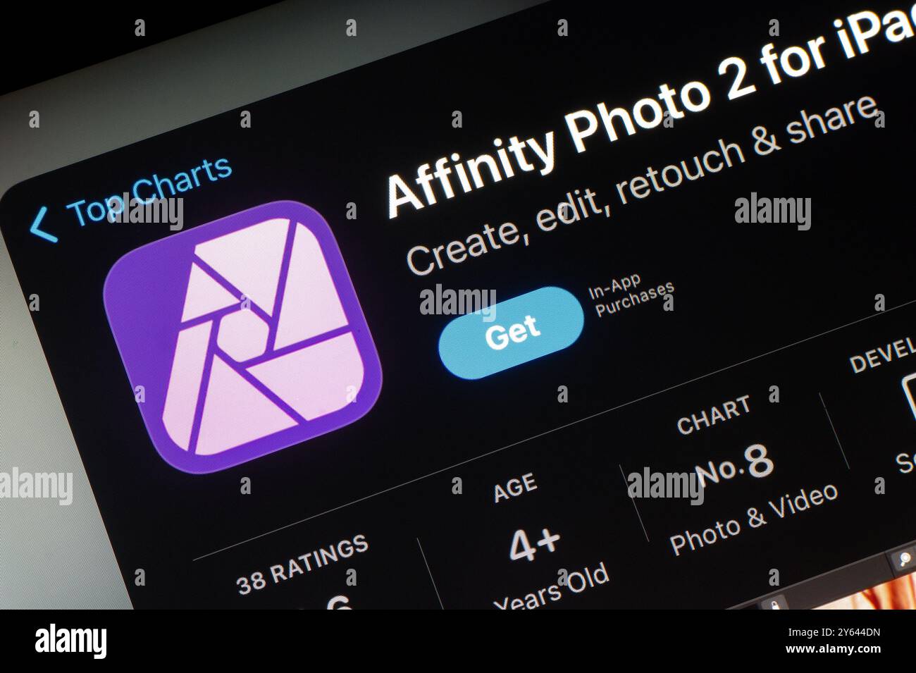 OSTRAVA, CECHIA - 27 LUGLIO 2024: App store Apple con applicazione editor di foto Affinity Photo da installare Foto Stock