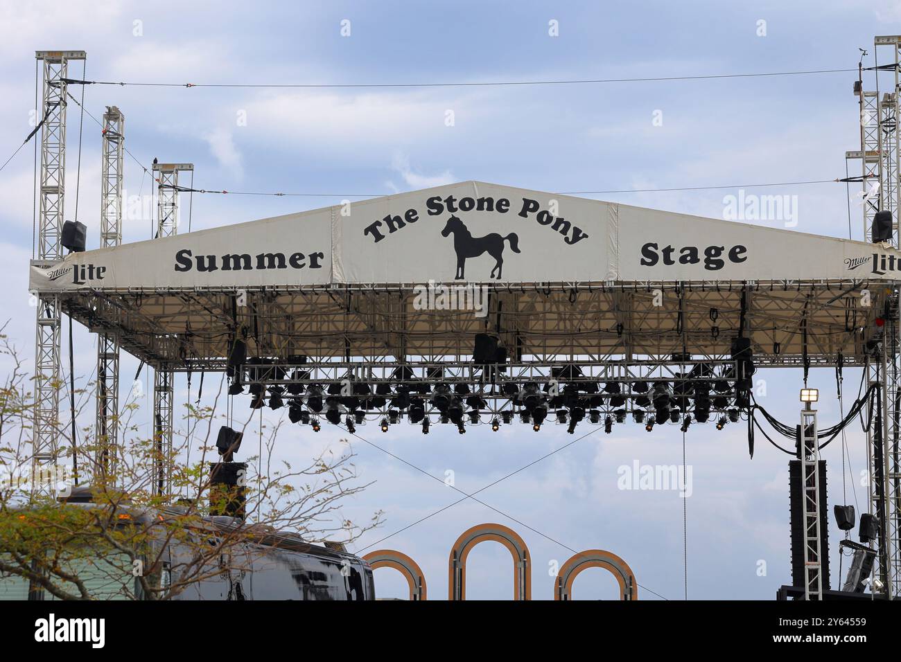 Segnaletica per lo Stone Pony Summer Stage, Asbury Park, New Jersey Foto Stock