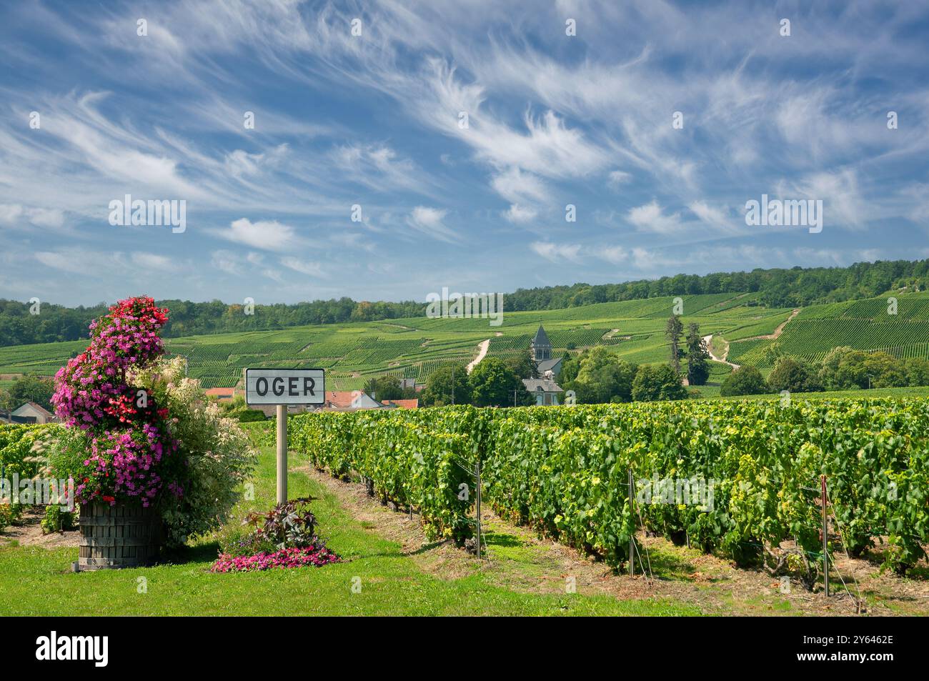 Il famoso Villaggio dei vini di Oger nella regione dello Champagne, Grand Est, Francia Foto Stock