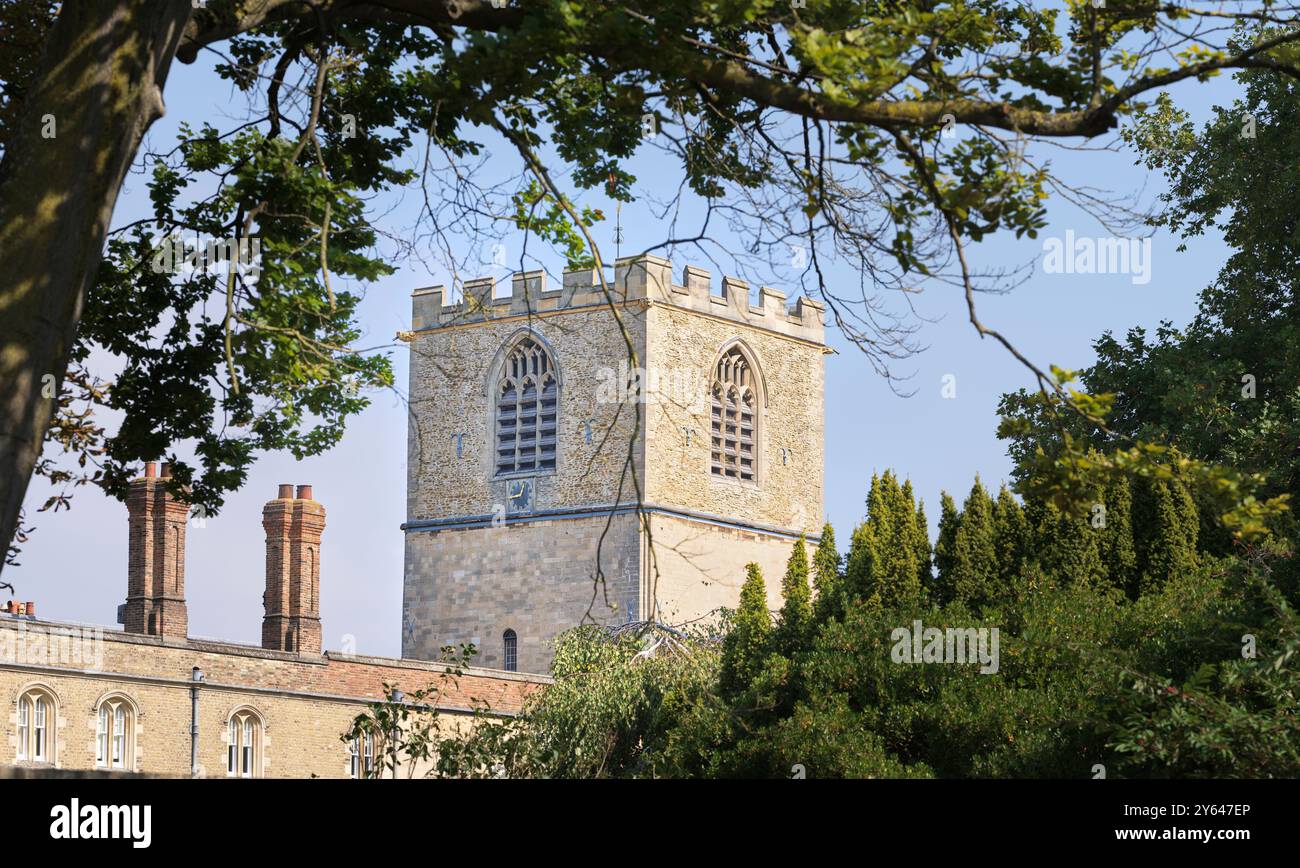 Torre sopra la cappella del Jesus College, Università di Cambridge, Inghilterra. Foto Stock