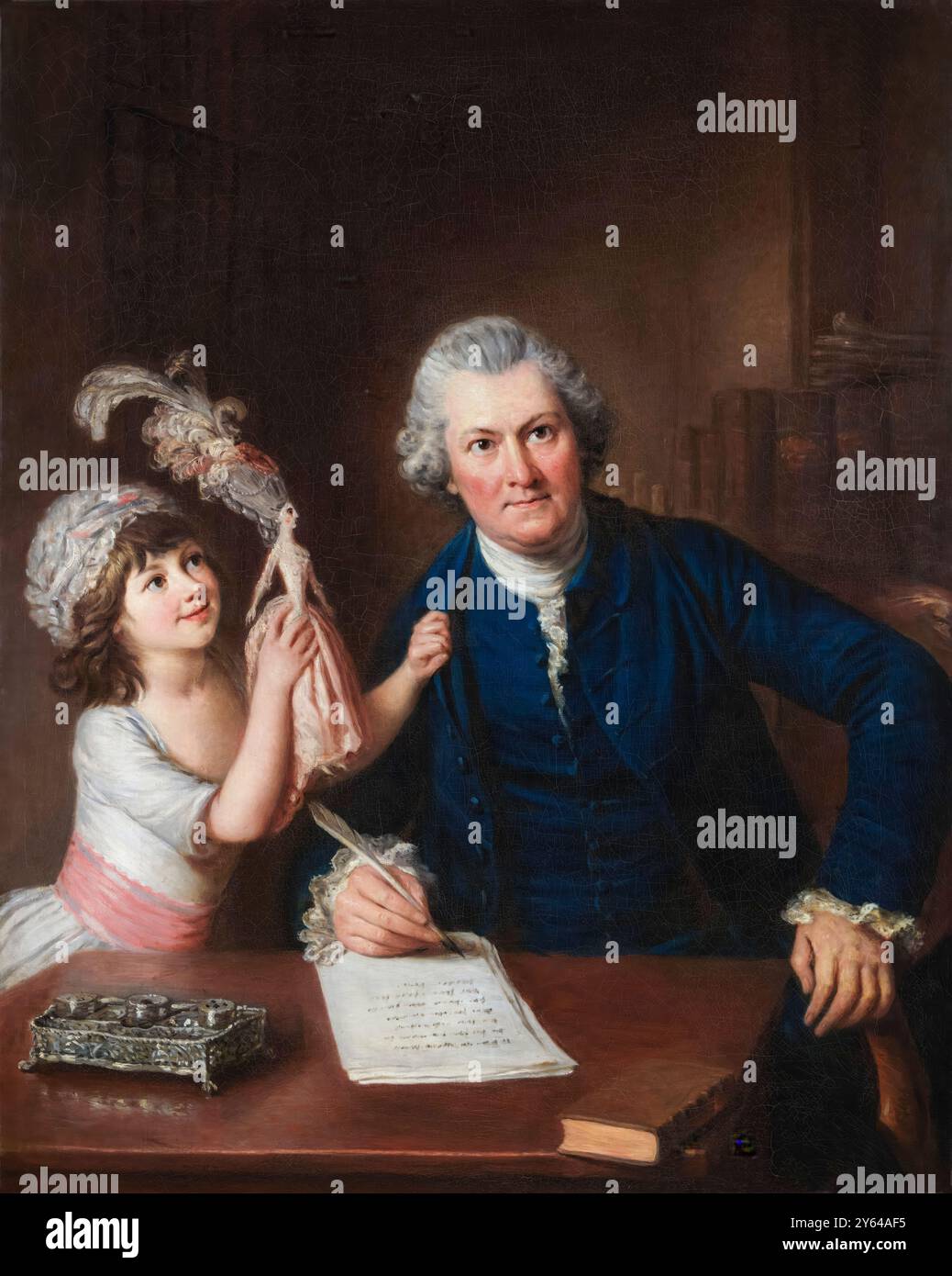 Christopher Anstey (1724-1805), scrittore e poeta inglese con sua figlia Mary Ann, ritratto a olio su tela di William Hoare, intorno al 1776 Foto Stock