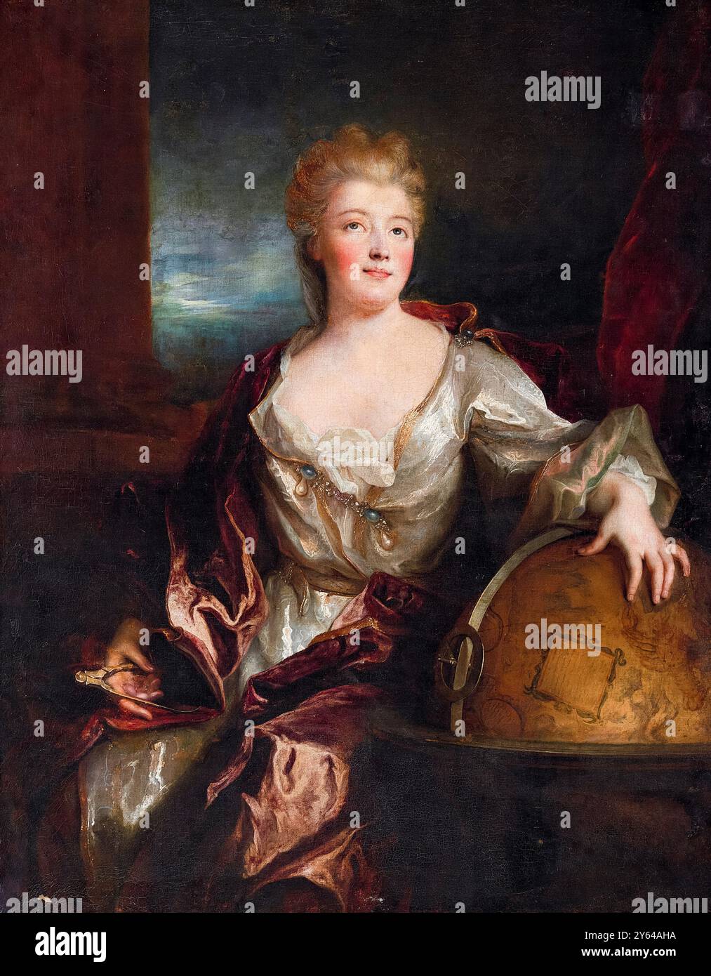 Émilie du Châtelet (1706-1749), filosofo e matematico naturale francese, ritratto a olio su tela di Nicolas de Largillière, 1735-1740 Foto Stock