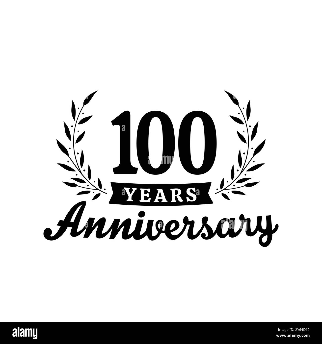 Modello di design del logo per festeggiare i 100 anni. logotipo celebrazioni per il 100° anniversario. Vettore e illustrazioni. Illustrazione Vettoriale