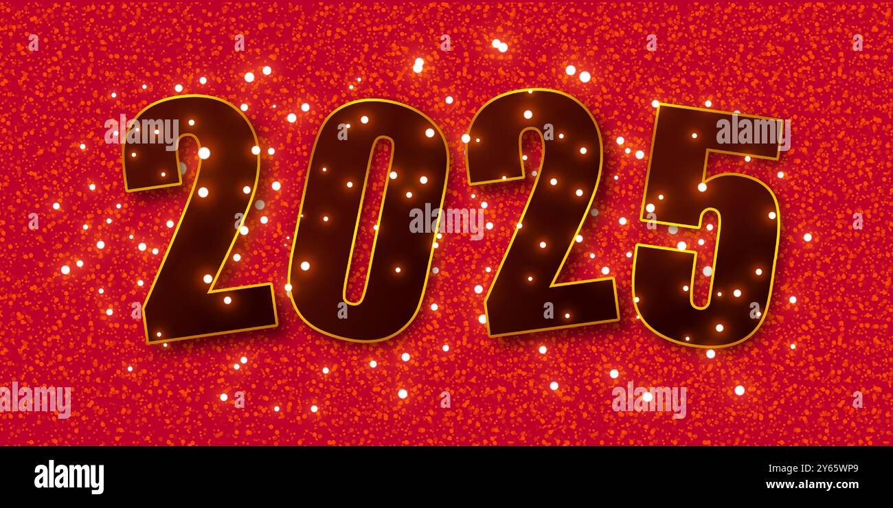 Illustrazione vettoriale del modello di feed dei social media happy New Year 2025 Illustrazione Vettoriale