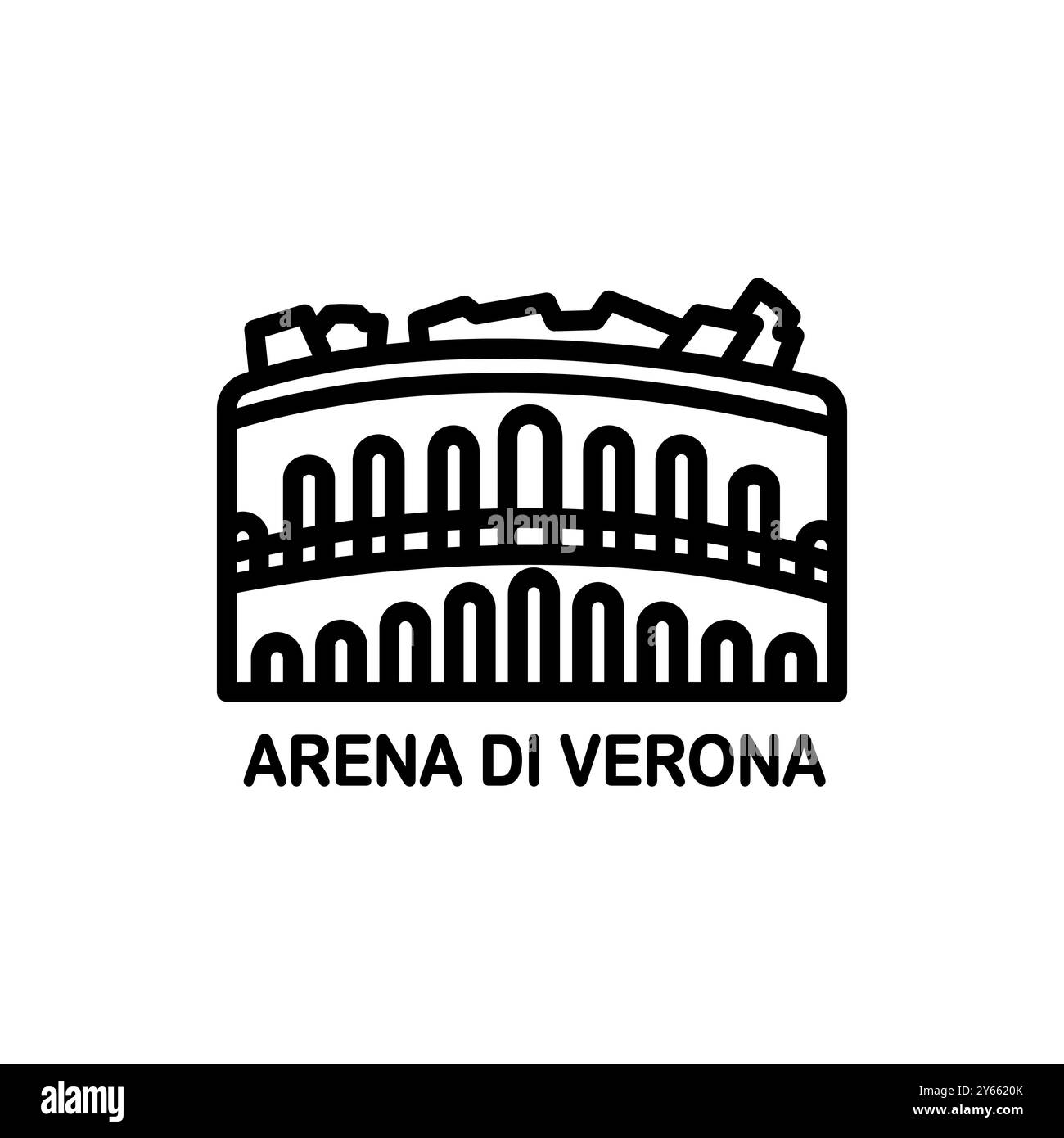 Art Vector della linea Colosseo. Isolato su sfondo bianco Illustrazione Vettoriale
